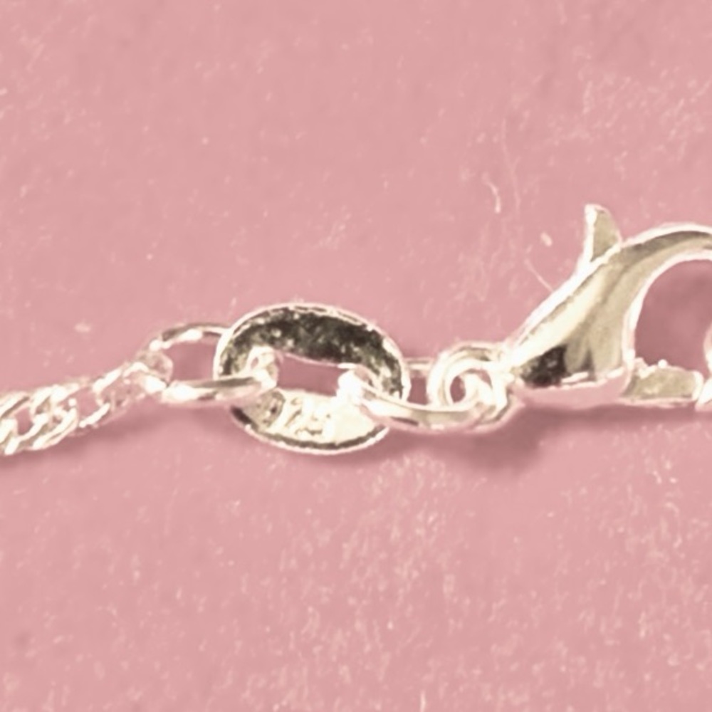 SS 925 CHAIN & PENDANT BLUE & CLEAR CUBIC ZIRCONIA - Picture 6 of 6